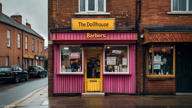 The Dollhouse Barbers shop interior